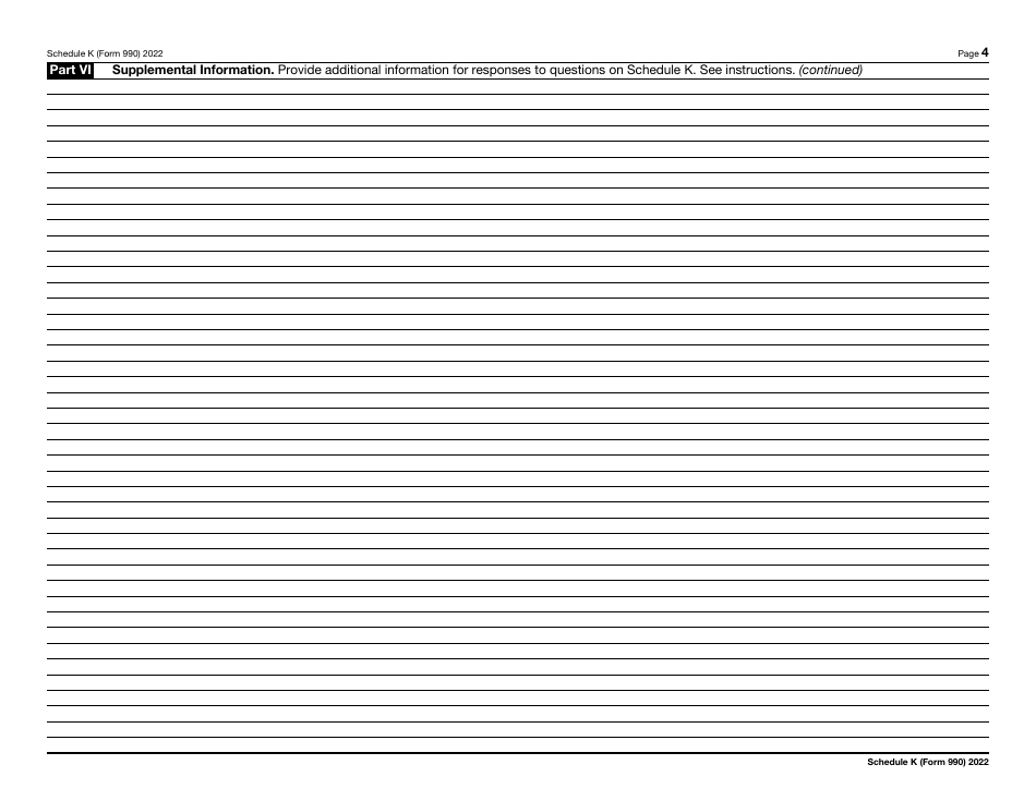 IRS Form 990 Schedule K Supplemental Information on Tax-Exempt Bonds, Page 4