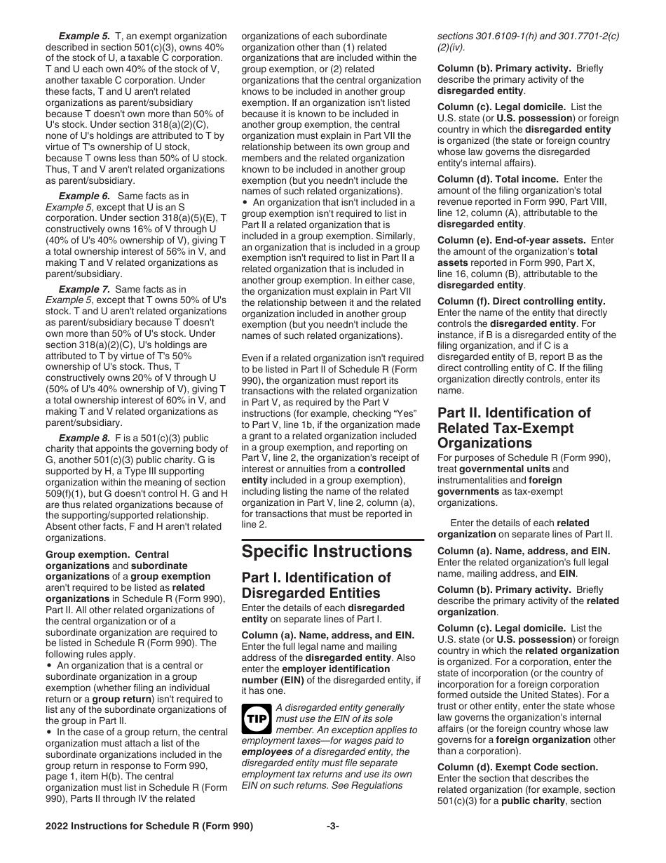 Instructions for IRS Form 990 Schedule R Related Organizations and Unrelated Partnerships, Page 3