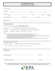 Document preview: Retirement Plan Loan Request Form - Rpa
