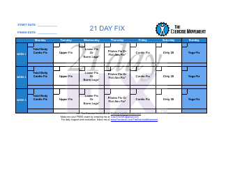 Document preview: 21 Day Workout Schedule Template - the Exercise Movement