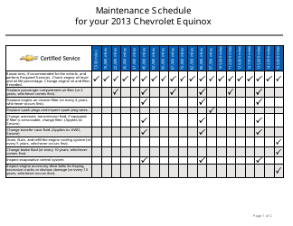 Document preview: Maintenance Schedule for 2013 Chevrolet Equinox - Chevrolet Certified Service