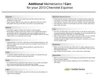 &quot;Maintenance Schedule for 2013 Chevrolet Equinox - Chevrolet Certified Service&quot;, Page 2