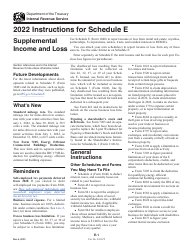 Document preview: Instructions for IRS Form 1040 Schedule E Supplemental Income and Loss