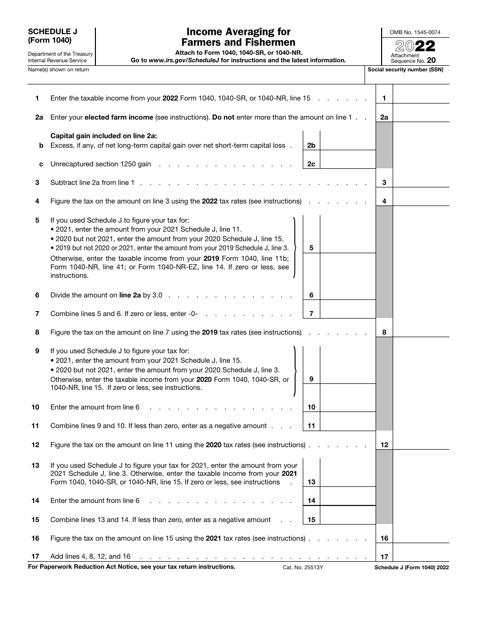 Irs Form 1040 Schedule J Download Fillable Pdf Or Fill Online Income 