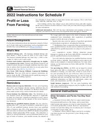 Document preview: Instructions for IRS Form 1040 Schedule F Profit or Loss From Farming