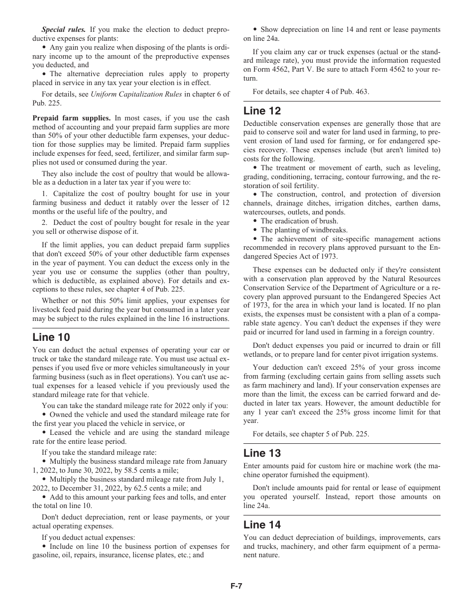 Download Instructions For Irs Form 1040 Schedule F Profit Or Loss From Farming Pdf 2022