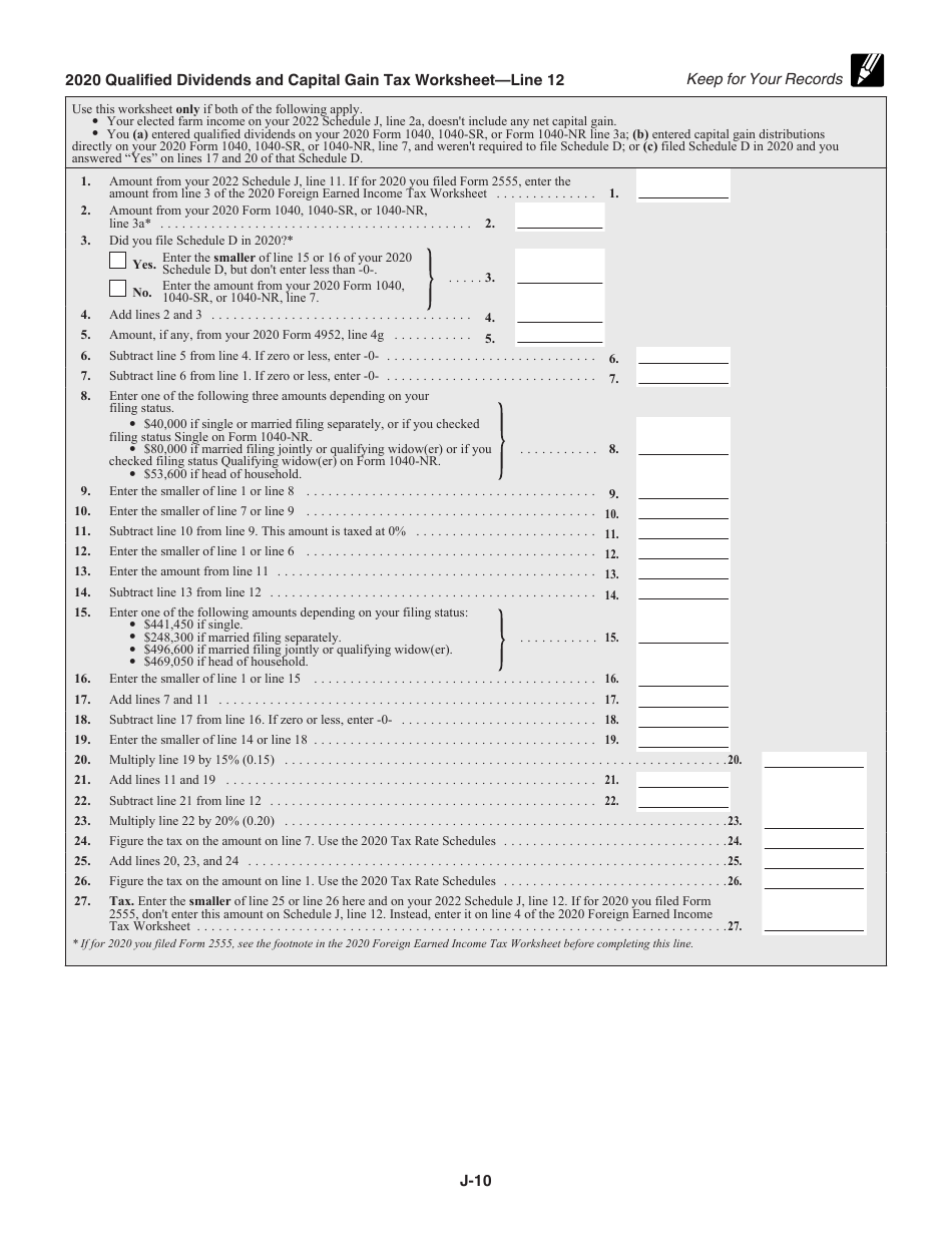 Instructions for IRS Form 1040 Schedule J Income Averaging for Farmers and Fishermen, Page 10