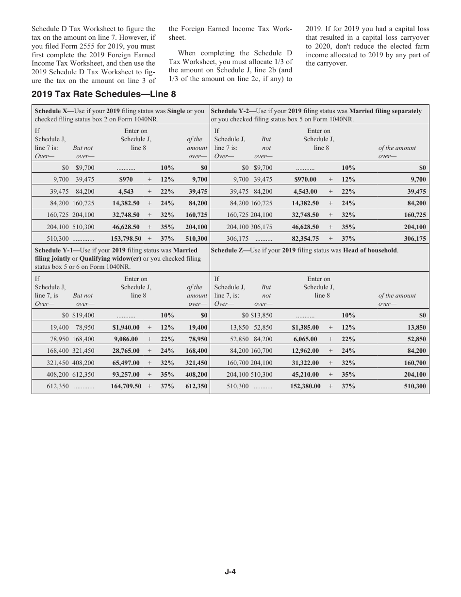 Instructions for IRS Form 1040 Schedule J Income Averaging for Farmers and Fishermen, Page 4