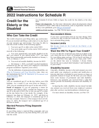 Document preview: Instructions for IRS Form 1040 Schedule R Credit for the Elderly or the Disabled
