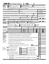 Document preview: IRS Form 1040-SR U.S. Tax Return for Seniors, 2022
