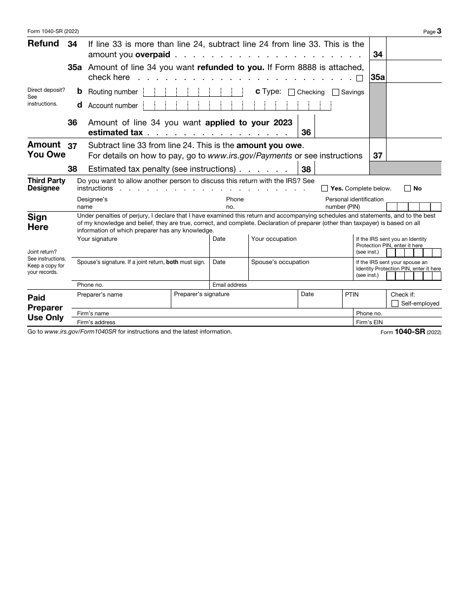 Irs Form 1040 Sr Download Fillable Pdf Or Fill Online Us Tax Return For Seniors 2022 3086