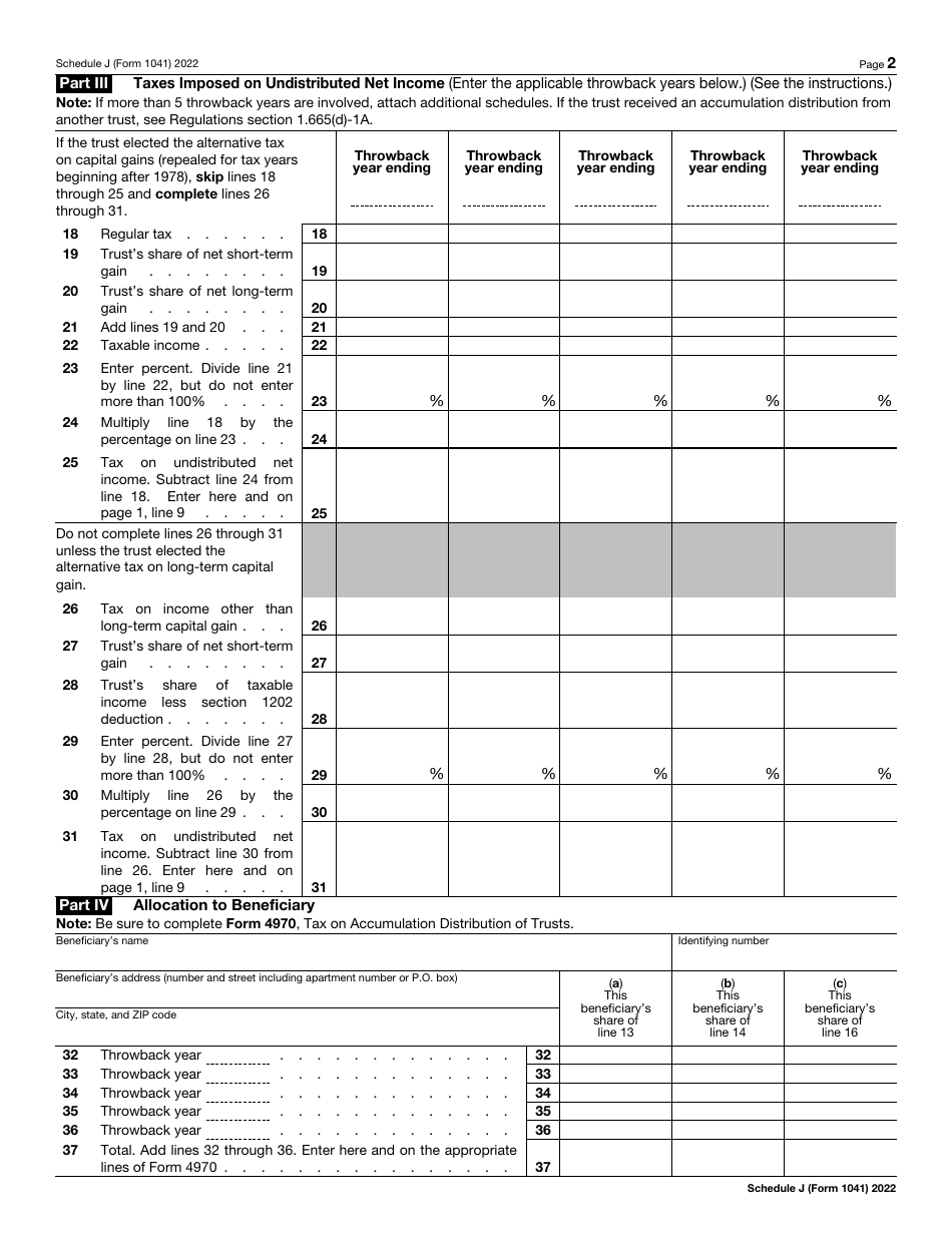 IRS Form 1041 Schedule J Accumulation Distribution for Certain Complex Trusts, Page 2
