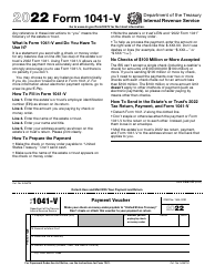 Document preview: IRS Form 1041-V Payment Voucher, 2022
