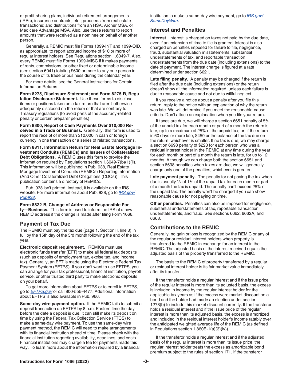 Instructions for IRS Form 1066 U.S. Real Estate Mortgage Investment Conduit (REMIC) Income Tax Return, Page 3