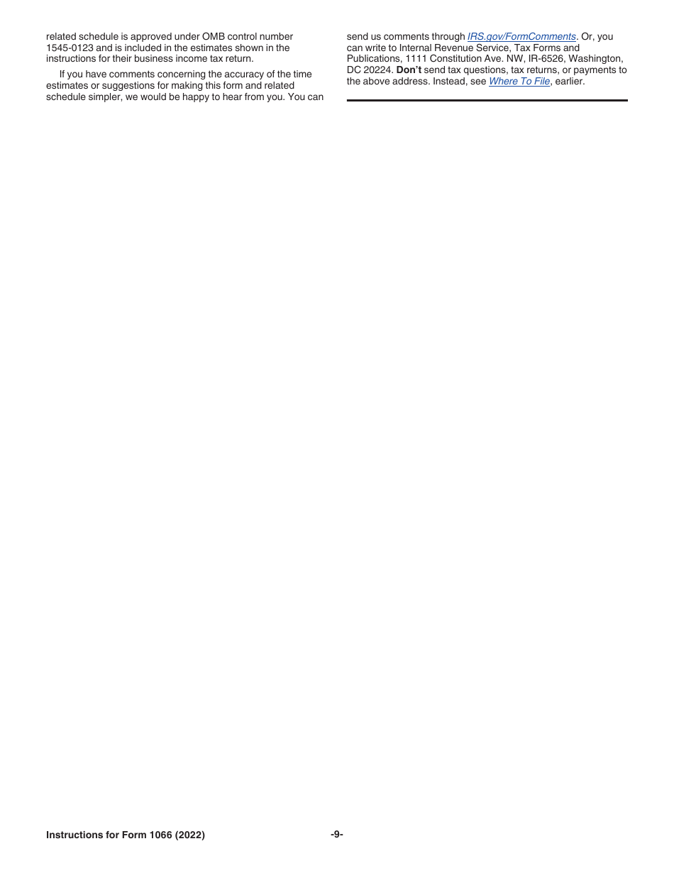 Instructions for IRS Form 1066 U.S. Real Estate Mortgage Investment Conduit (REMIC) Income Tax Return, Page 9