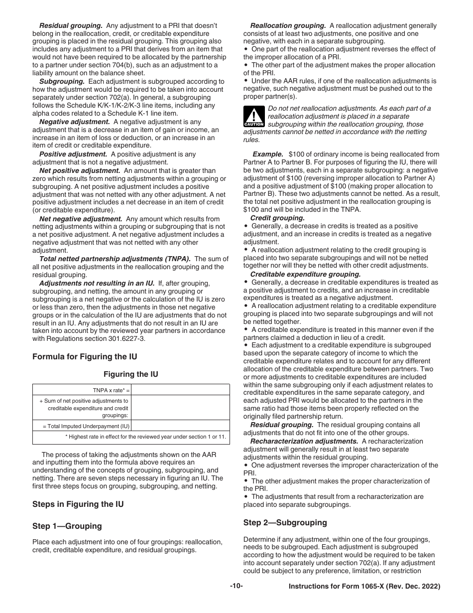 Instructions for IRS Form 1065-X Amended Return or Administrative Adjustment Request (AAR), Page 10