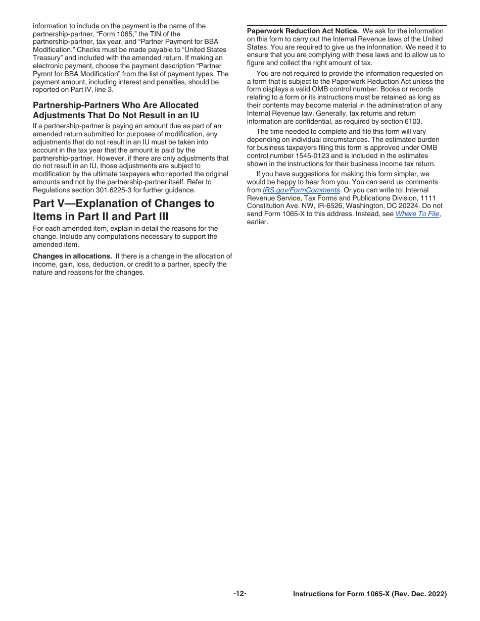 Instructions for IRS Form 1065-X Amended Return or Administrative Adjustment Request (AAR), Page 12