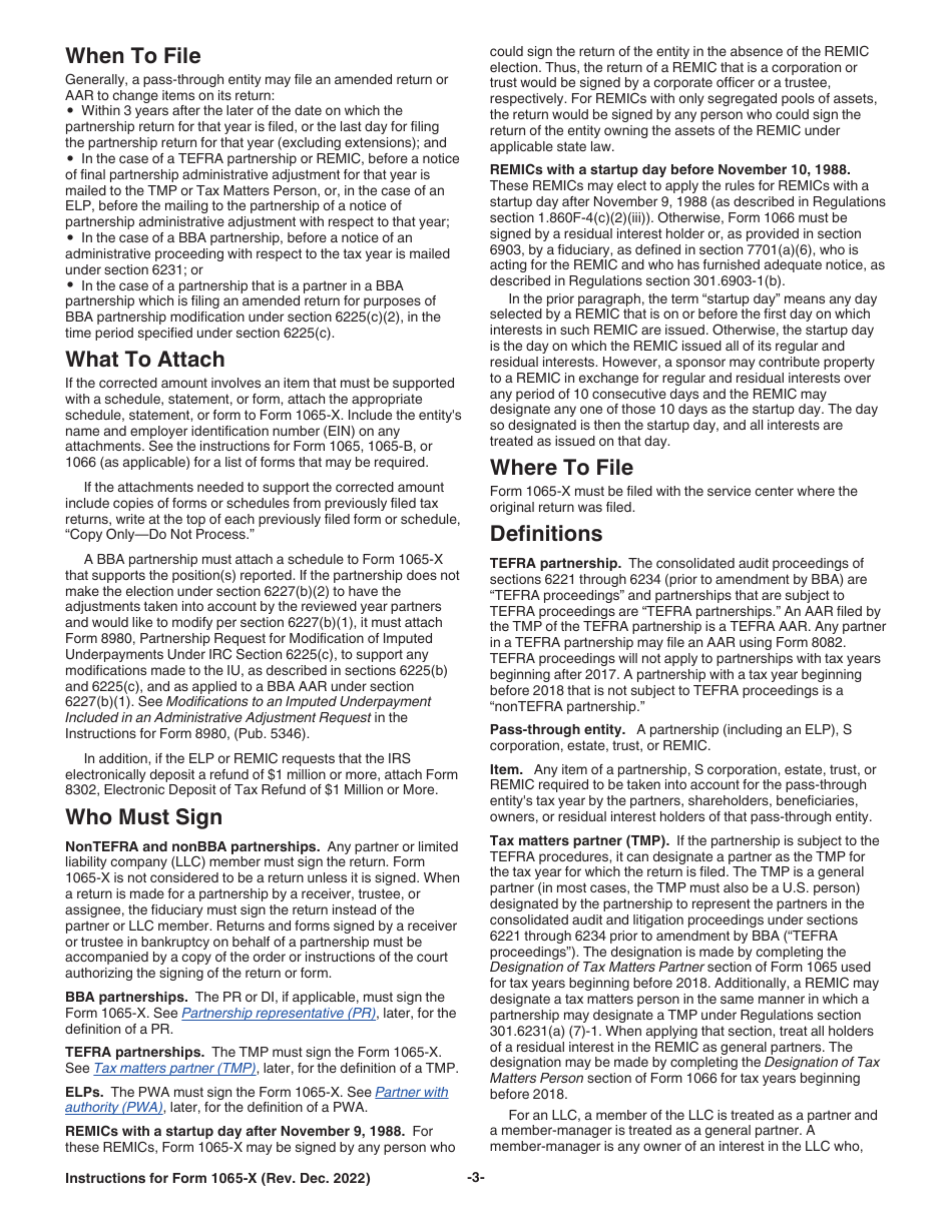 Instructions for IRS Form 1065-X Amended Return or Administrative Adjustment Request (AAR), Page 3