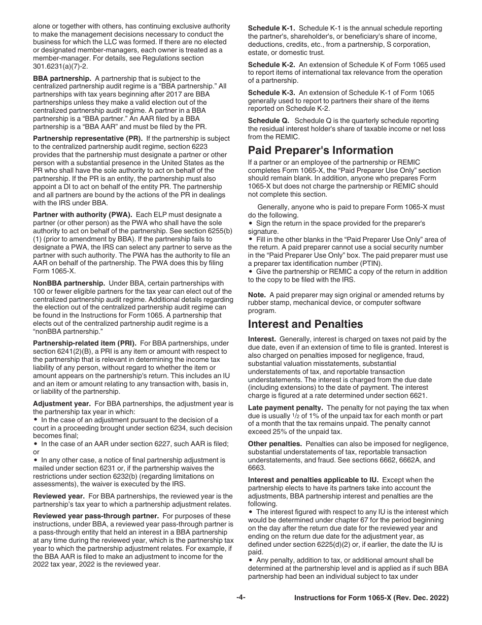 Instructions for IRS Form 1065-X Amended Return or Administrative Adjustment Request (AAR), Page 4