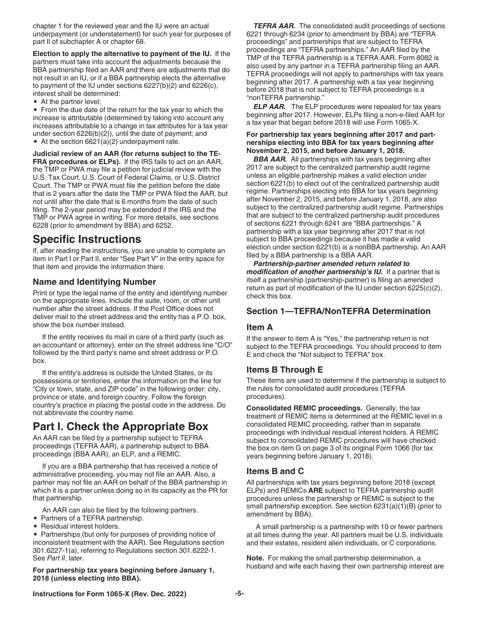 Instructions for IRS Form 1065-X Amended Return or Administrative Adjustment Request (AAR), Page 5