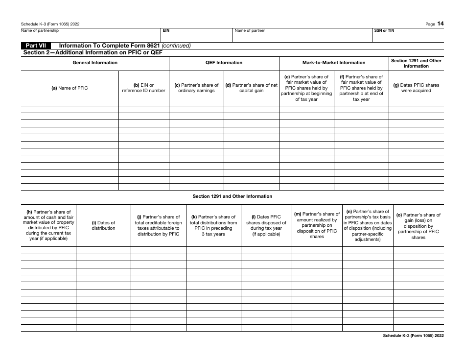 IRS Form 1065 Schedule K-3 Partners Share of Income, Deductions, Credits, Etc. - International, Page 14