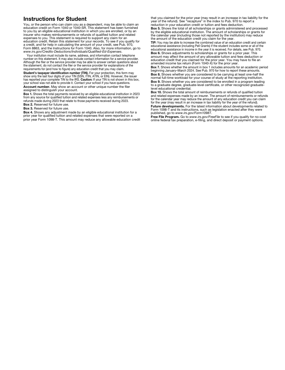 IRS Form 1098-T Tuition Statement, Page 4