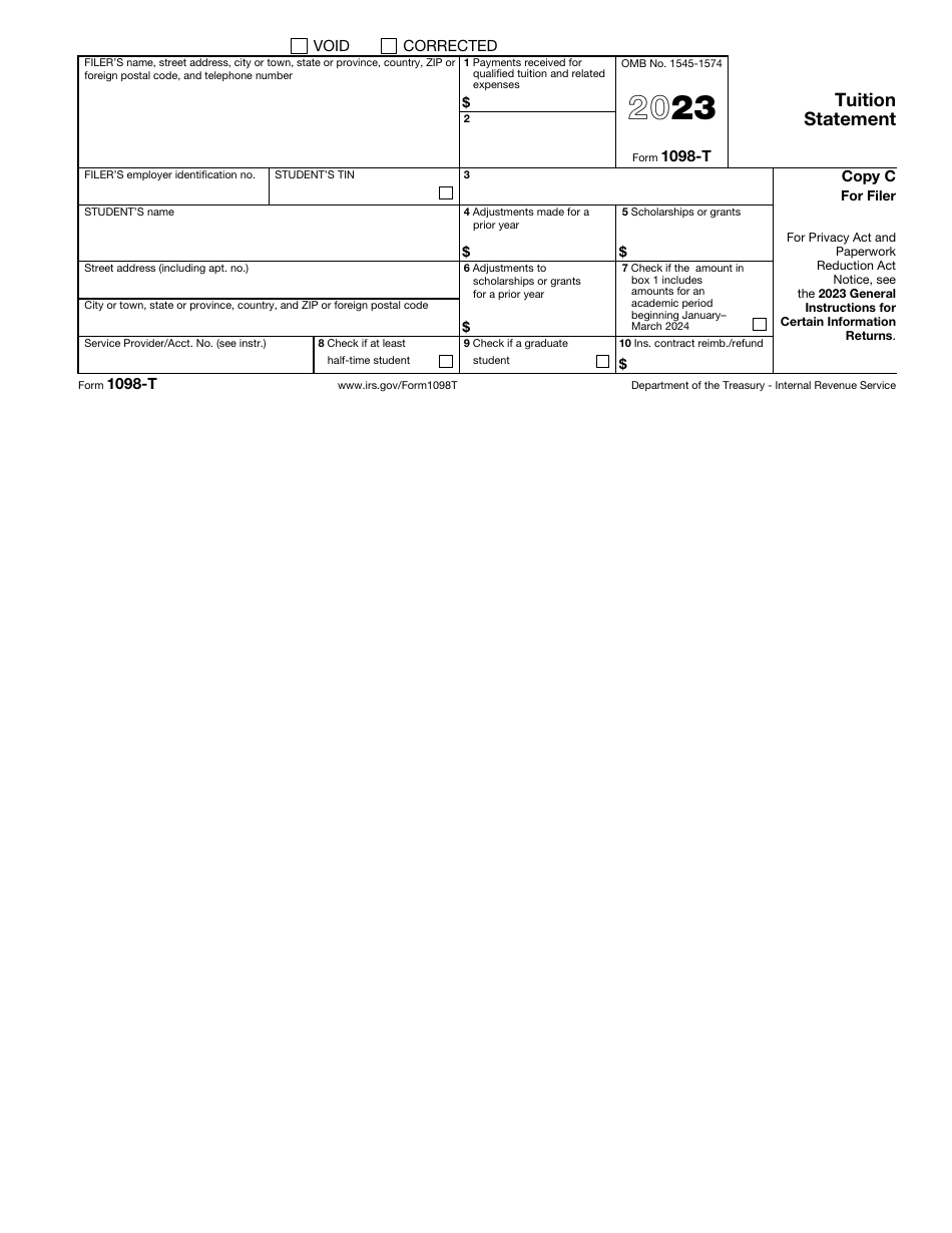 IRS Form 1098-T Download Fillable PDF or Fill Online Tuition Statement ...