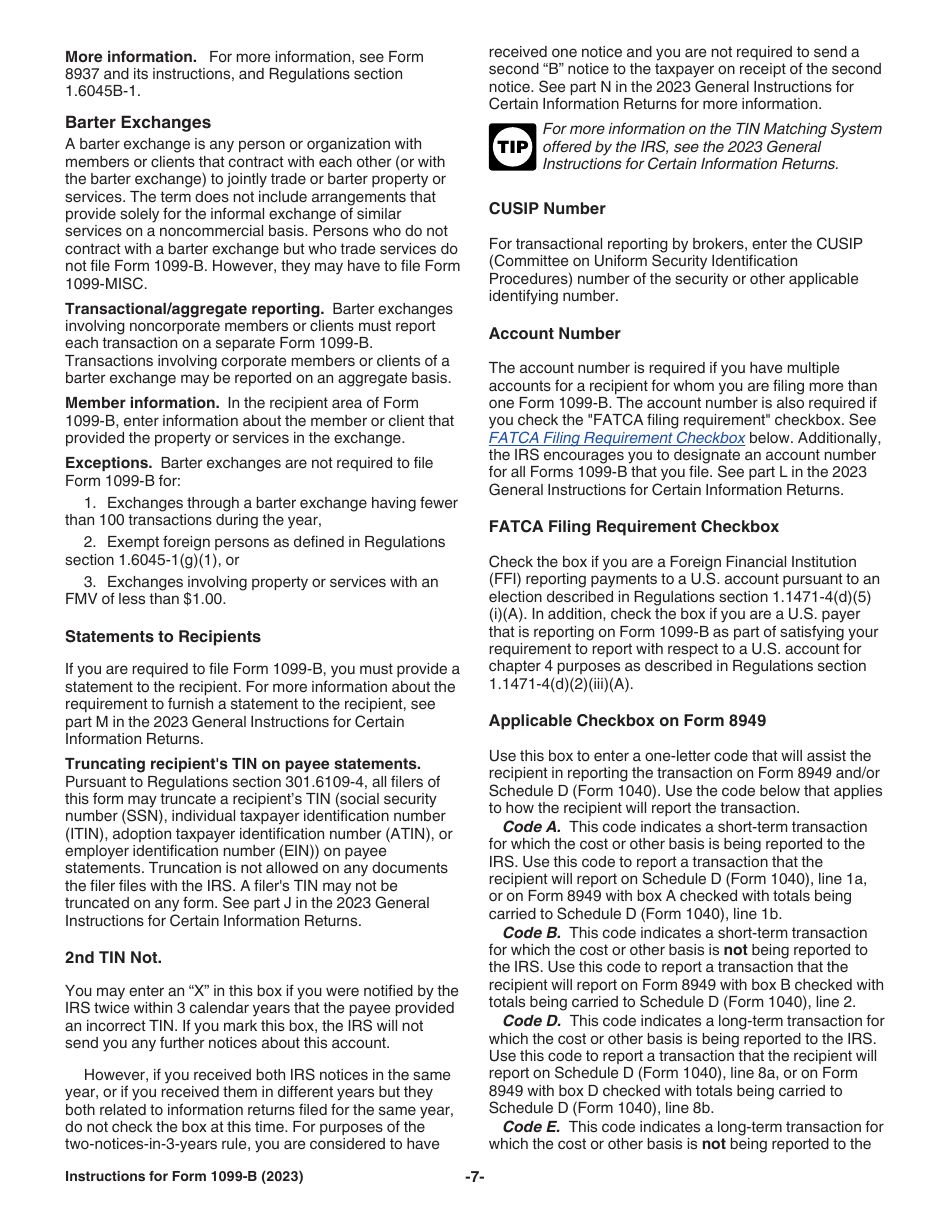 Instructions for IRS Form 1099-B Proceeds From Broker and Barter Exchange Transactions, Page 7