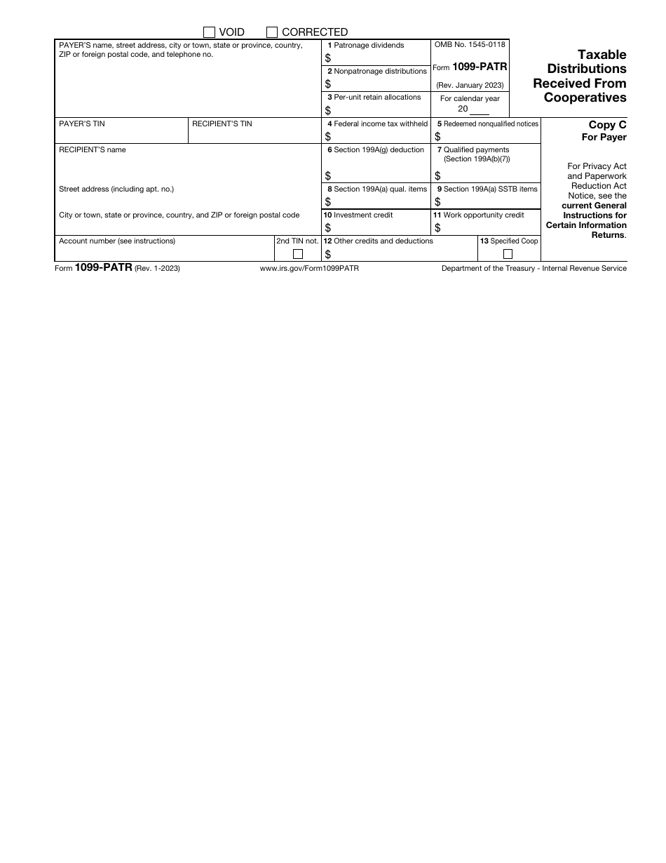 IRS Form 1099-PATR Download Fillable PDF or Fill Online Taxable ...