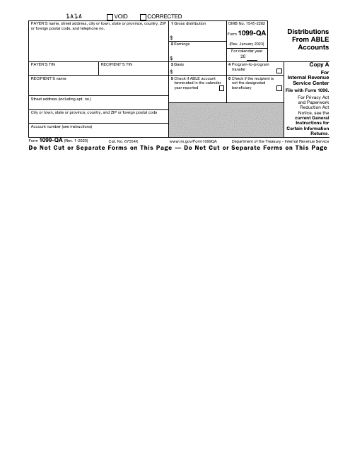 IRS Form 1099-QA  Printable Pdf