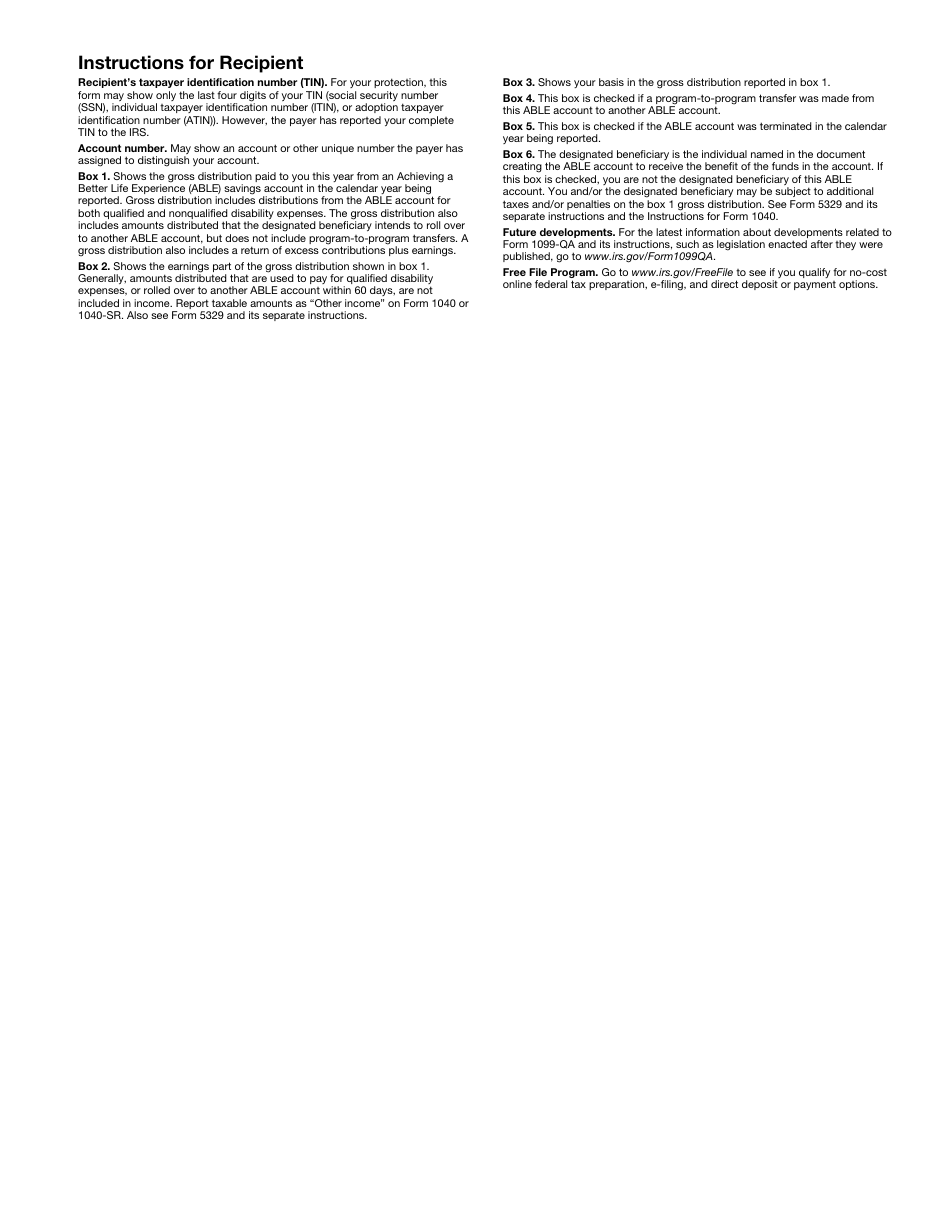 IRS Form 1099-QA Distributions From Able Accounts, Page 3