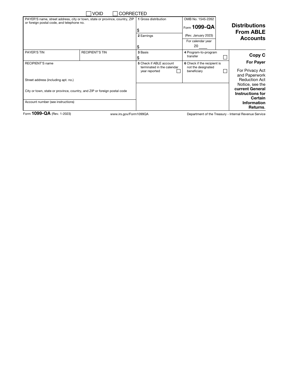 IRS Form 1099-QA Download Fillable PDF or Fill Online Distributions ...