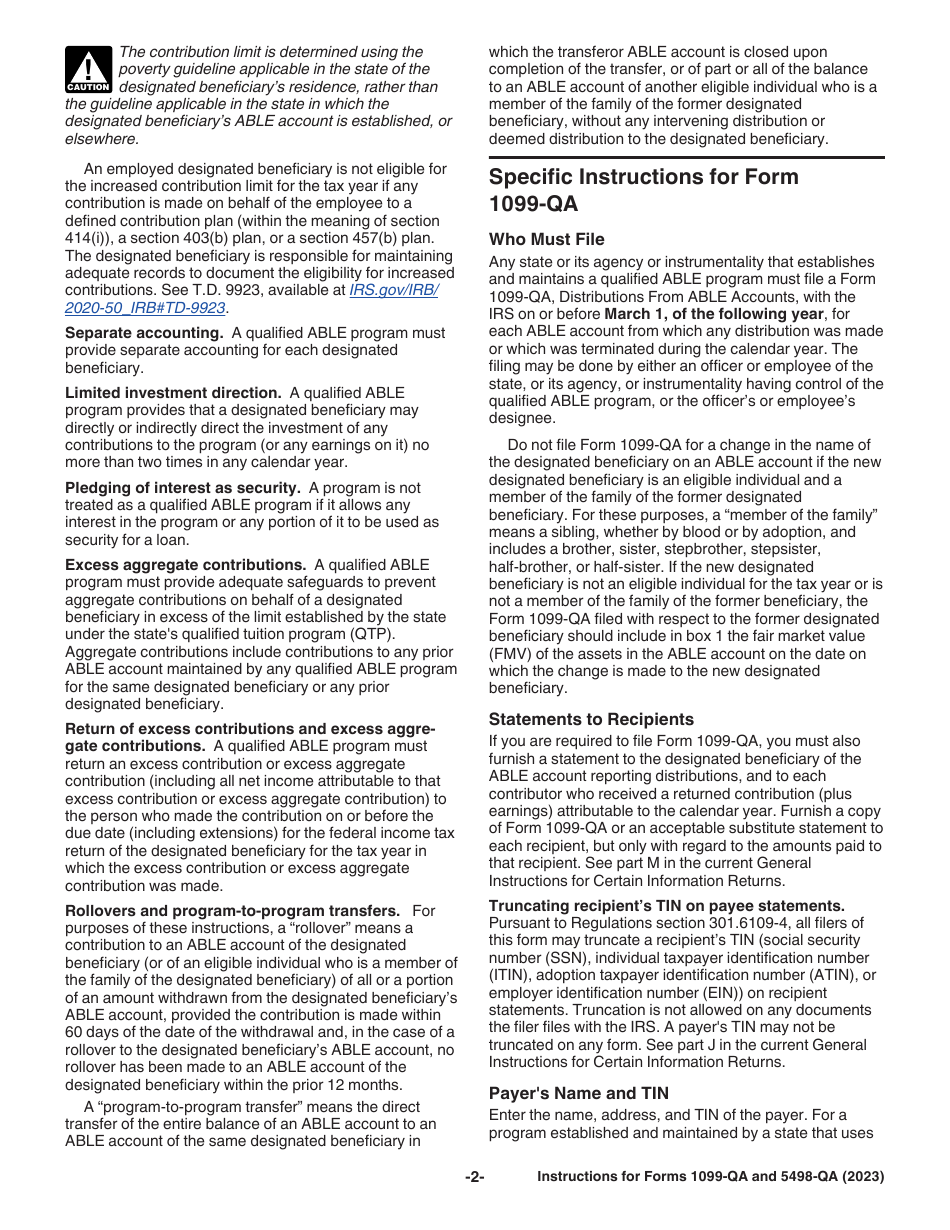 Instructions for IRS Form 1099-QA, 5498-QA, Page 2