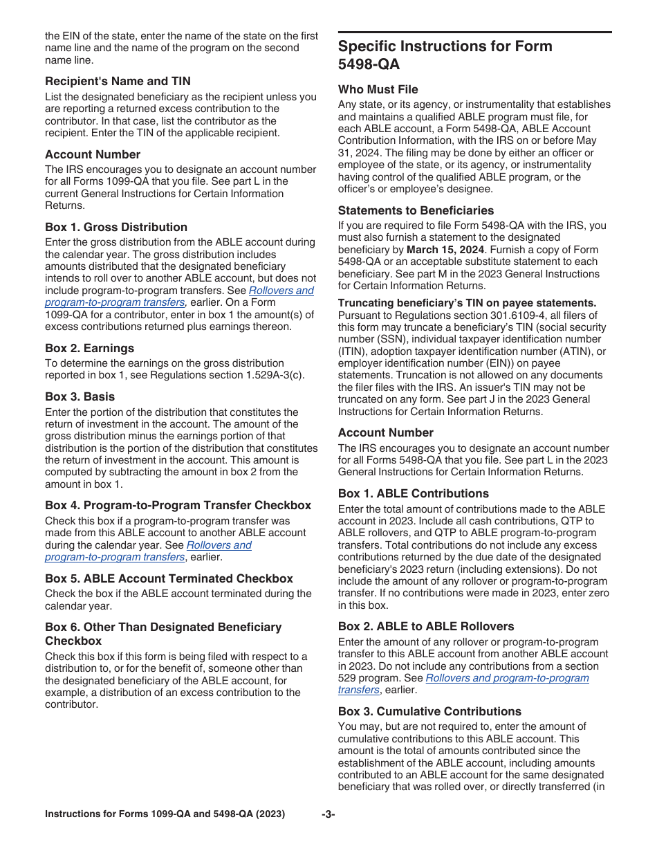 Instructions for IRS Form 1099-QA, 5498-QA, Page 3