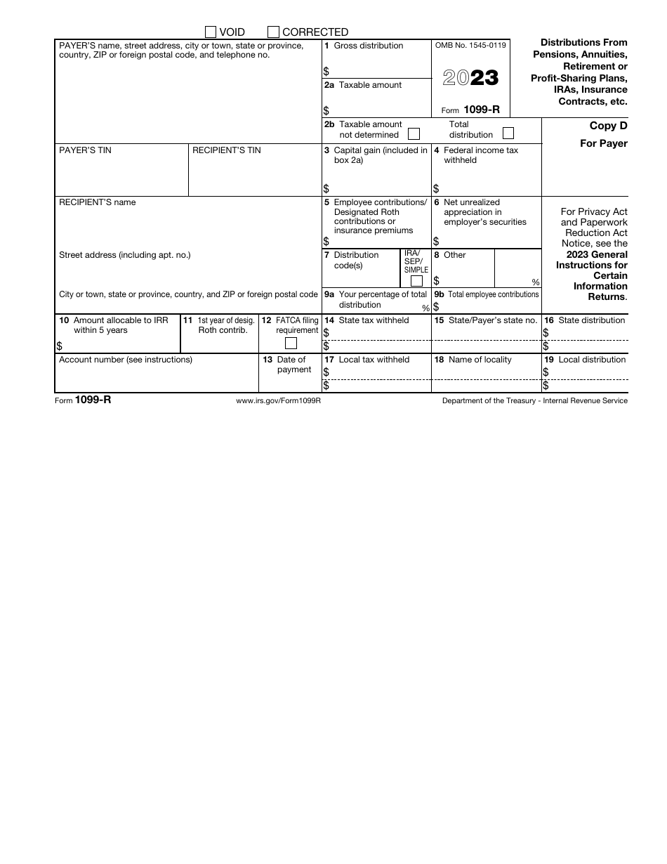 IRS Form 1099-R Download Fillable PDF Or Fill Online Distributions From ...