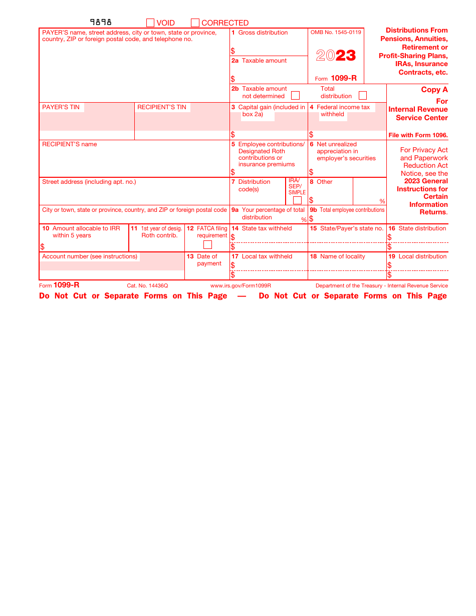 IRS Form 1099-R Download Fillable PDF or Fill Online Distributions From ...