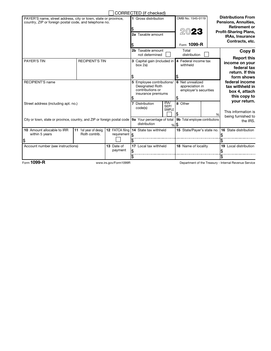 IRS Form 1099-R Download Fillable PDF or Fill Online Distributions From ...