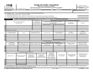 Document preview: IRS Form 1118 Foreign Tax Credit - Corporations