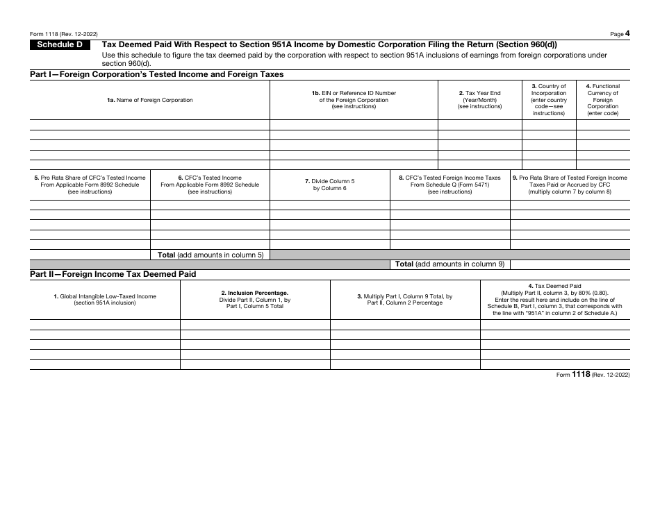 IRS Form 1118 Foreign Tax Credit - Corporations, Page 4