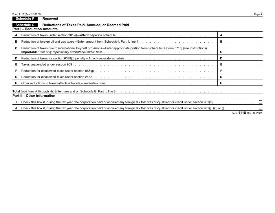 IRS Form 1118 Foreign Tax Credit - Corporations, Page 7
