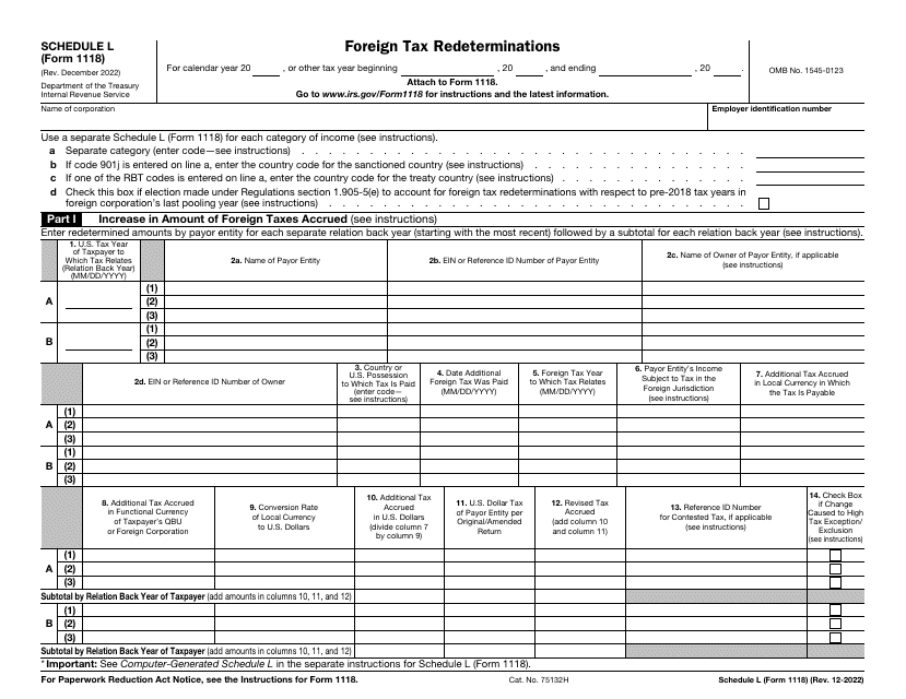 IRS Form 1118 Schedule L  Printable Pdf