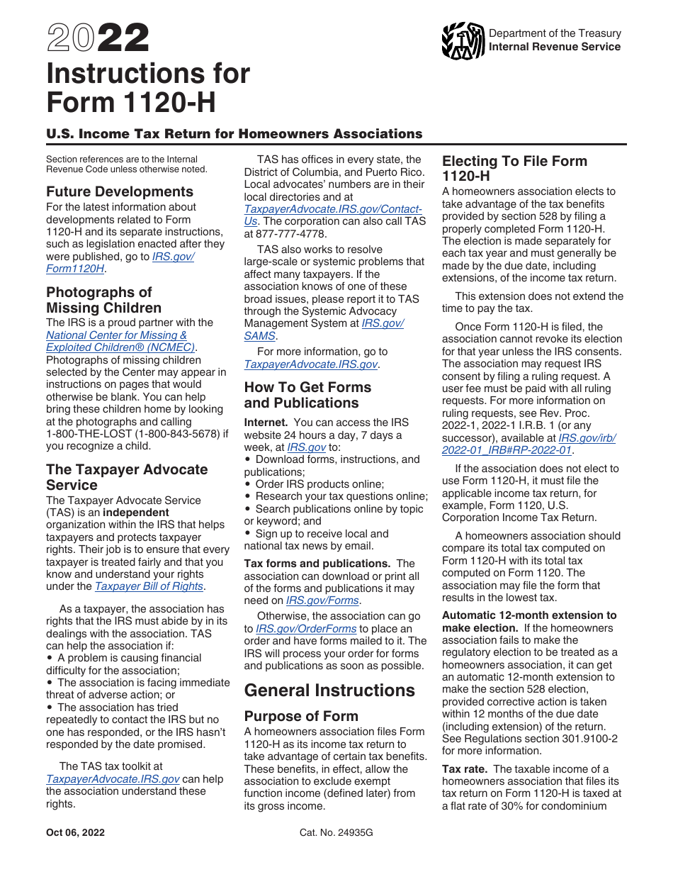 where to send irs form 1120 h