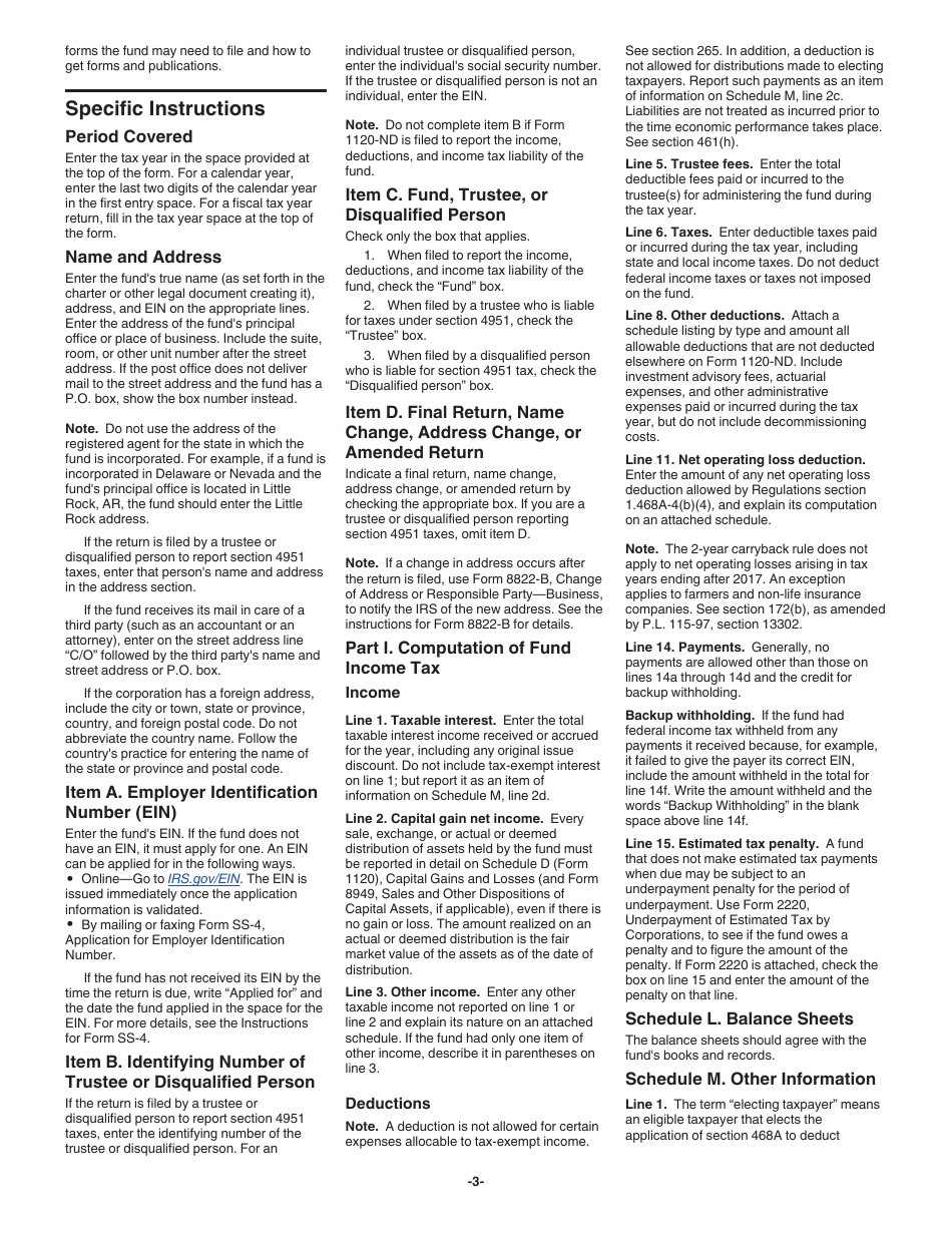 Instructions for IRS Form 1120-ND Return for Nuclear Decommissioning Funds and Certain Related Persons, Page 3