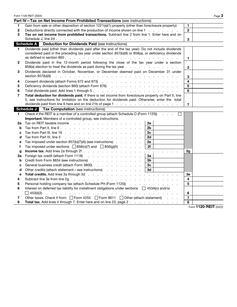 IRS Form 1120-REIT Download Fillable PDF or Fill Online U.S. Income Tax ...