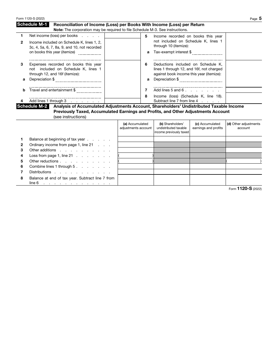 IRS Form 1120-S U.S. Income Tax Return for an S Corporation, Page 5