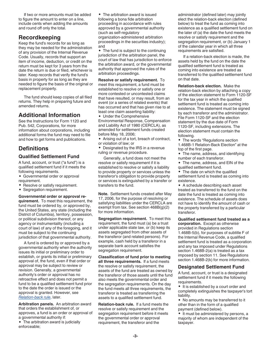 Instructions for IRS Form 1120-SF U.S. Income Tax Return for Settlement Funds, Page 3