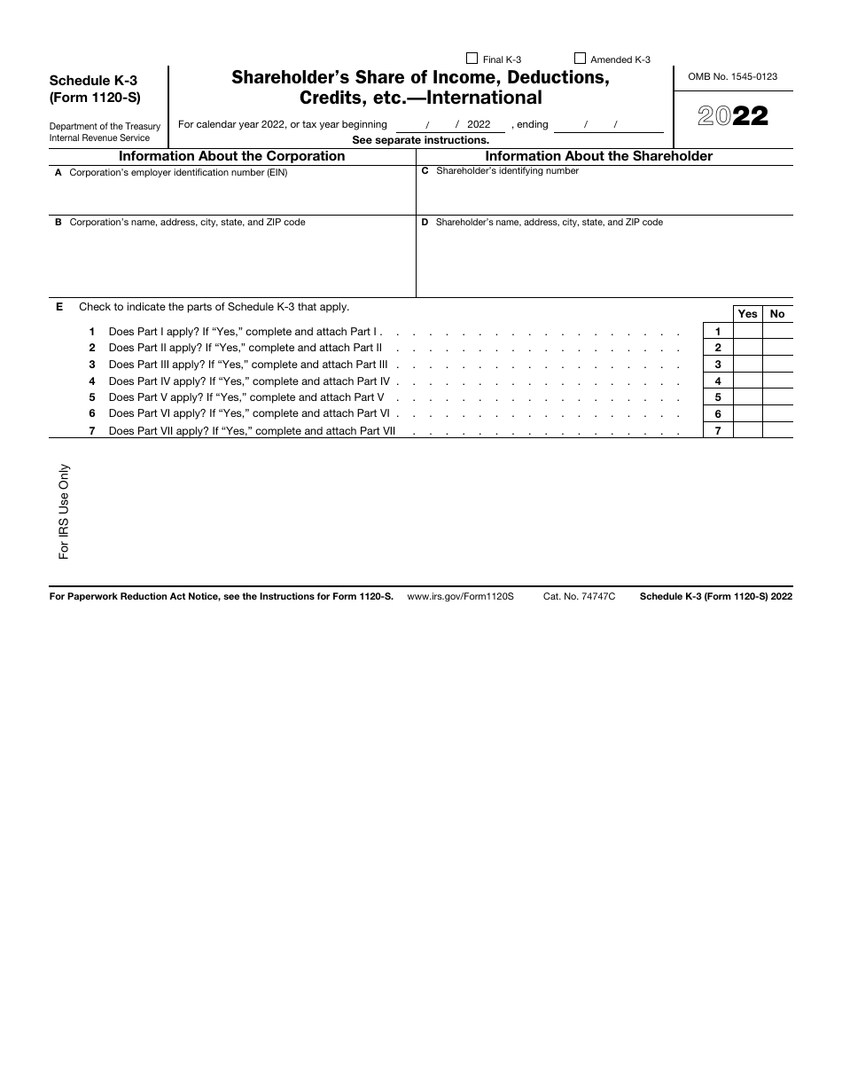 IRS Form 1120-S Schedule K-3 - 2022 - Fill Out, Sign Online and ...