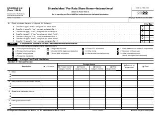 Document preview: IRS Form 1120-S Schedule K-2 Shareholders&#039; Pro Rata Share Items - International