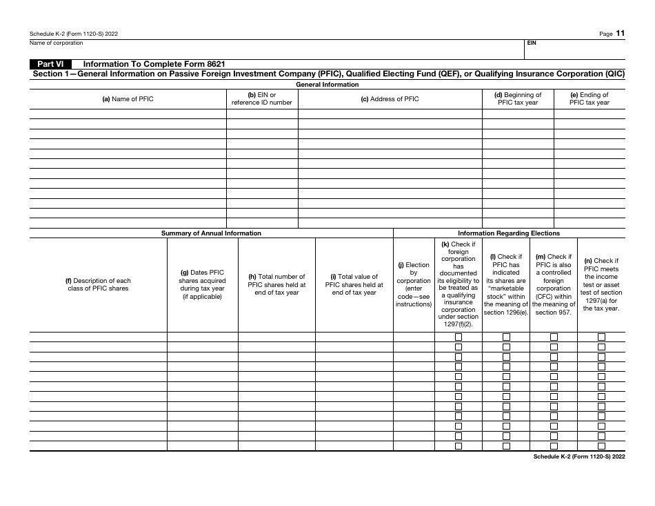 IRS Form 1120-S Schedule K-2 Shareholders Pro Rata Share Items - International, Page 11