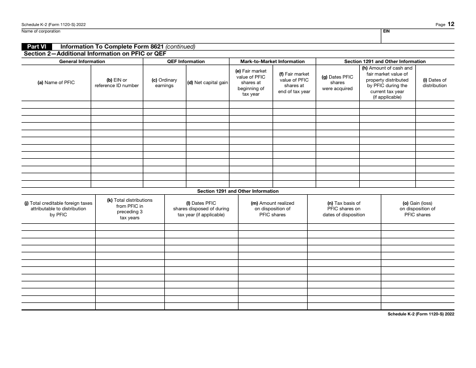 IRS Form 1120-S Schedule K-2 Shareholders Pro Rata Share Items - International, Page 12